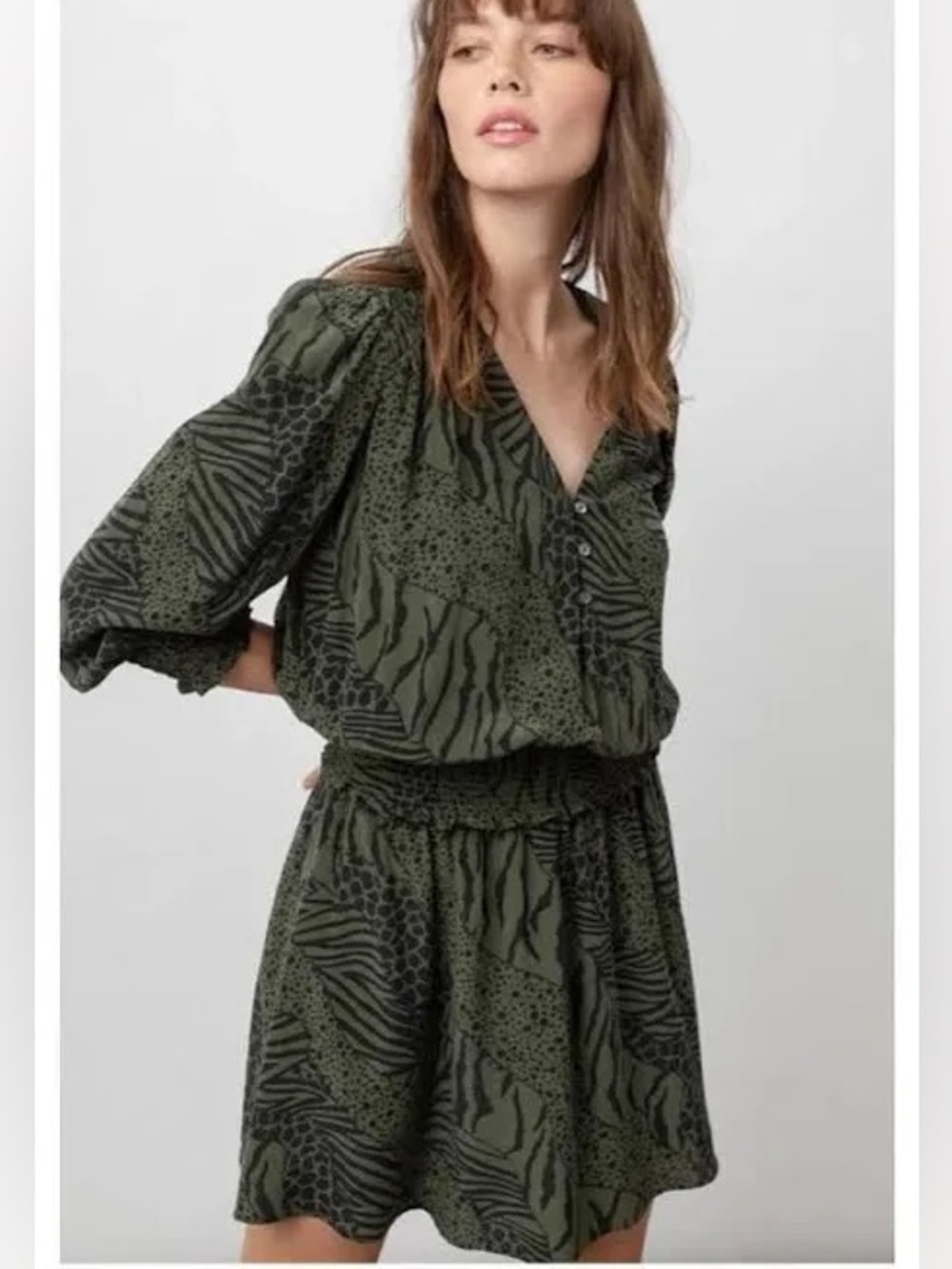 Rails Medium ZANA OLIVE MIXED ANIMAL STRIPE Dress